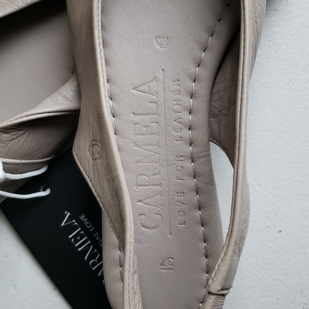 Carmela Women's Chic Beige Pointed Toe Slingback Flat Leather Loafers. NWT - Picture 8 of 14